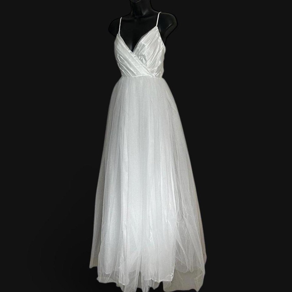 Lulus Maxi Dress Women Size S White NWT Tulle Sparkle Wedding Ball Gown